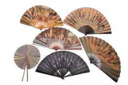 A group of four early 20th century Spanish fans,