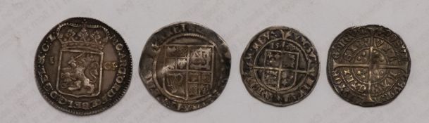 WITHDRAWN LOT A 1569 Elizabeth I sixpence, Henry Groat, James I Shilling,