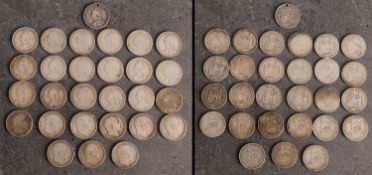 Approximately nineteen Queen Victoria Jubilee head shillings (9 Edward VII)