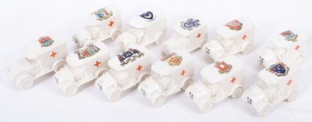 A group of eleven WWI period crested ware Ambulances,