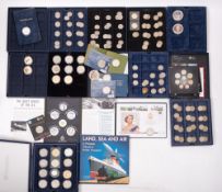 A large collection of 50 pence, £2, and crown sized coins, contained in Westminster boxes.