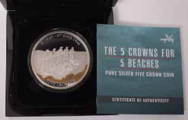 Fine silver 2019 5oz. Five Beaches coin.