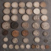 A mixed bag of coinage including 1895 LIX Crown, 1836 halfcrown, 1817 halfcrown,