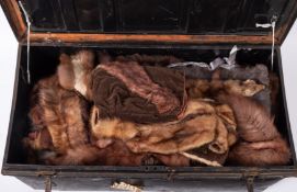 A collection of various furs, comprising a full length fur coat,