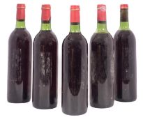 Five Ch. Brane Cantenac, Margaux. No labels.