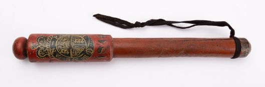 A Victorian painted tip staff circa 1844,