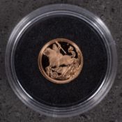 A cased Gibraltar 2017 small gold coin.