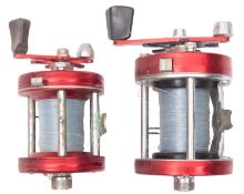 An Abu Ambassadeur No 6000 multiplier reel in leather case and a Ambassadeur 7000 multiplier reel