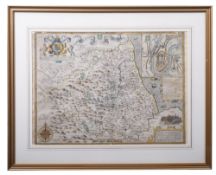 DURHAM, The Bishoprieke and Citie of Durham: hand coloured map, by John Speed, 495 x 375 mm,