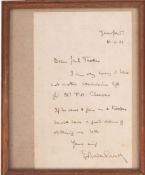 BADEN-POWELL, Maj. Gen. R.S.S .. ( 1837-1941 ) Twelve-line manuscript letter addressed, dated 10. 1.