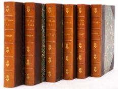 BINDINGS - Six Volumes of the Works of Charles Kingsley, half tan morocco, slightly faded on spine,
