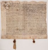 ELIZABETHAN INDENTURE on vellum two seals.