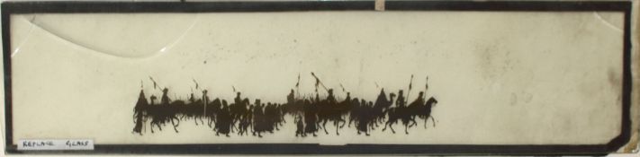 French silhouette long slides Group of 16 slides from various sets. Double glass sheets with paper