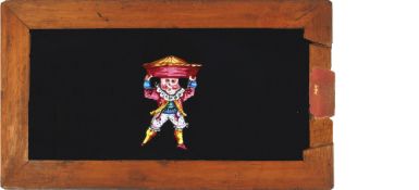 'Man carrying pie grabbed by devil' Maker unknown (7 x 4 x 3/8 inches), single slip