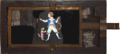 'Man with dog jumping through hoop' (21.5 x 11 x 1cm)
