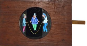 'Man skipping' [rope appears and disappears above and below figure] Maker unknown (7 x 4 3/8 x 1/2