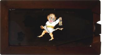 'Dancing imp holding lantern' [legs and arm move] Maker unknown (7 x 3 3/4 x 3/8 inches), single