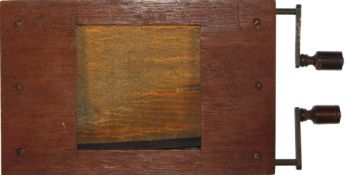 'Curtain slide' [blind rises to reveal stage curtain] Maker unknown (7 x 4 1/2 x 3/4 inches), double