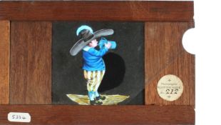 Slide 212, 'Man drinking with expanding stomach' Unidentified maker, Liverpool, stamped in frame (