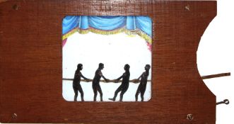 'Tug of War' [bodies and arms move attached to rope] Maker unknown (7 x 4 x 5/8 inches), double