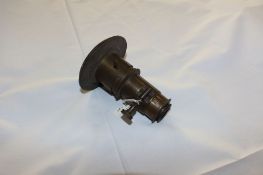 A lacquered brass microscopic projection lens, unsigned , with rack and pinion fine adjust, 10.5cm