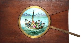 'Jolly Boat' [boat rocks from side to side] Maker unknown (7 x 4 3/8 x 3/8 inches), single lever