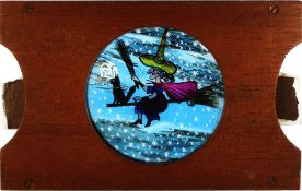 Slide 22, 'Witch with cat riding broomstick' [witch and broomstick move up and down] Maker