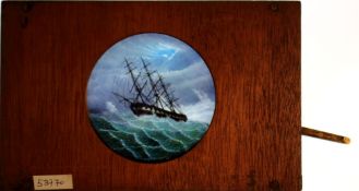 'Ship in storm' [ship rolls in waves] Maker unknown (7 x 4 3/8 x 5/8 inches), single lever Slide 5,'