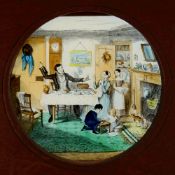 'The Bottle' Set of eight slides after Cruickshank's series of engravings. Single hand-coloured