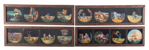 'The Adventures of Robinson Crusoe' Newton & Co., 3 Fleet Street, London Set of four long slides,