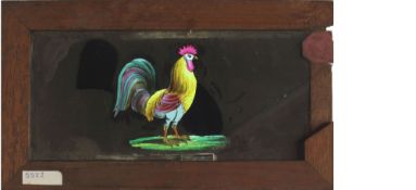 'Cockerel pecking' Maker unknown (6 7/8 x 3 7/8 x 3/8 inches), single slip (2)