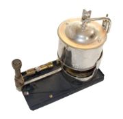 An Incandescent Spirit Lamp, maker W C Hughes, London. 23cm long This unusual apparatus uses a