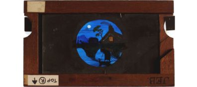 'Night transport' [waggon moves across bridge, boat moves on water] Maker unknown (7 x 4 x 1/2