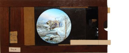 'Watermill' [two figures move across image, mill door opens and closes] Maker unknown (9 x 4 1/2 x