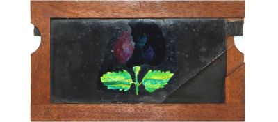 'Cupid emerges from rose' Maker unknown (7 x 4 x 1/2 inches), double slip