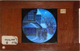'Carol singers' Maker unknown; 3 slides, (7 x 4 1/2 x 3/4 inches; slide 1 3/8 inch thick) [singers