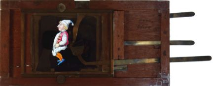 'Devil inflates man with bellows' [devil appears, bellows move, stomach expands] Merkelbach,