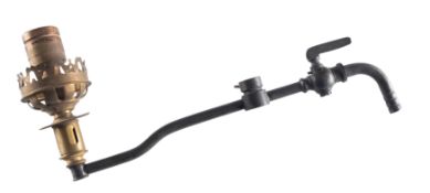 A lacquered brass Incandescent gas burner, for use with town gas, 27.5cm long