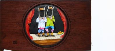 Pair of stage performers' Maker unknown (7 x 3 7/8 x 3/8 inches) together with Six pairs of faces