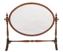 A mahogany and crossbanded oval dressing
