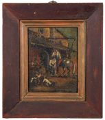 British, 19th Century A farrier at work Oil on panel 20 x 15cm Signed 'P.