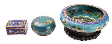 Three pieces of Chinese cloisonne, early