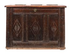 A 17th-century oak rectangular coffer; w