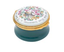 Halcyon Days a 20th century enamel patch box and cover, of circular outline, 5cm diameter.