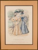 Six 19th-century colour fashion plates Three plates 'The Last and Newest London & Paris Fashions'