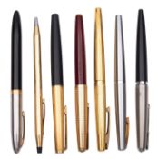A Vintage Mont Blanc No. 224 fountain pen, with brushed gold plated cap and black barrel, signed