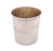 A late 19th century French silver beaker, .950 finess, E.F.R and a snake, of inverted tapering form,