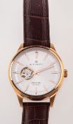 Accurist a gentleman's gold-plated wristwatch with visible escapement and visible back, diameter