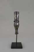 An Inlaid Bronze Chariot Fittings, Han dynasty, the hollow upper part of oval section, finely