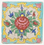 Polychrome Fliese, wohl Persien, 18. Jh.